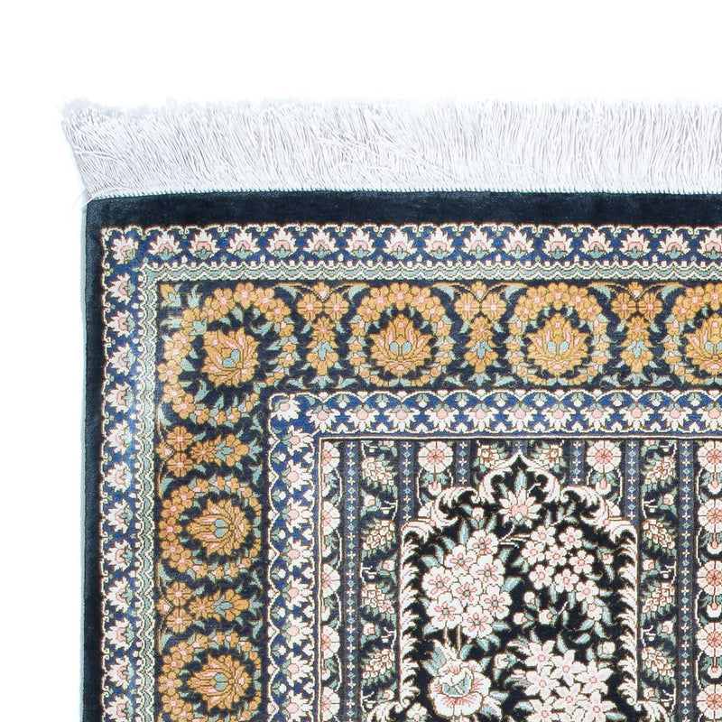 Tapis persan - Ghom - 118 x 80 cm - bleu foncé