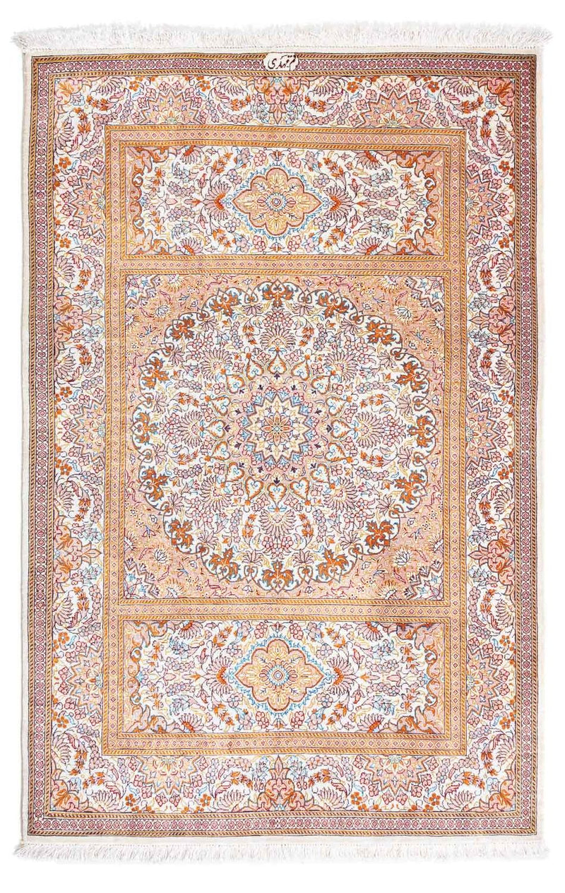 Tapis persan - Ghom - 122 x 78 cm - beige