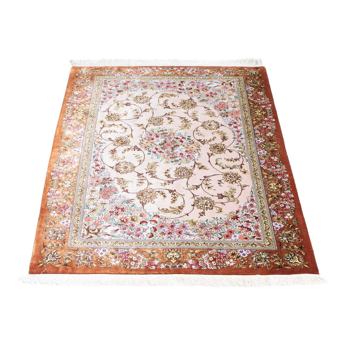 Tapis persan - Ghom - 123 x 80 cm - beige