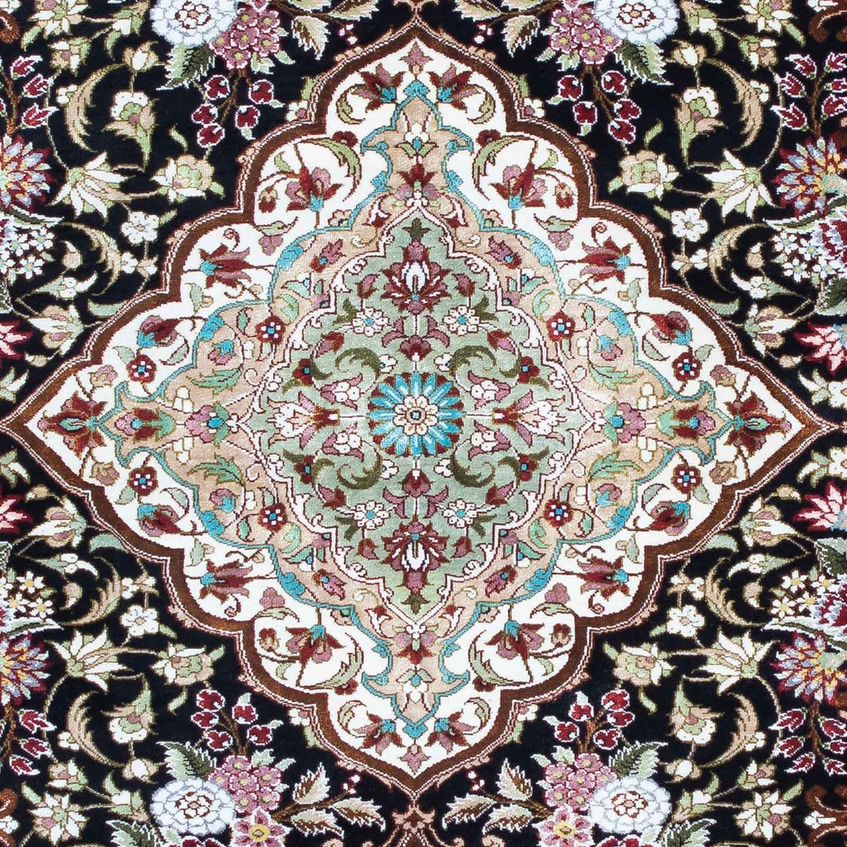 Tapis persan - Ghom - 114 x 80 cm - bleu foncé