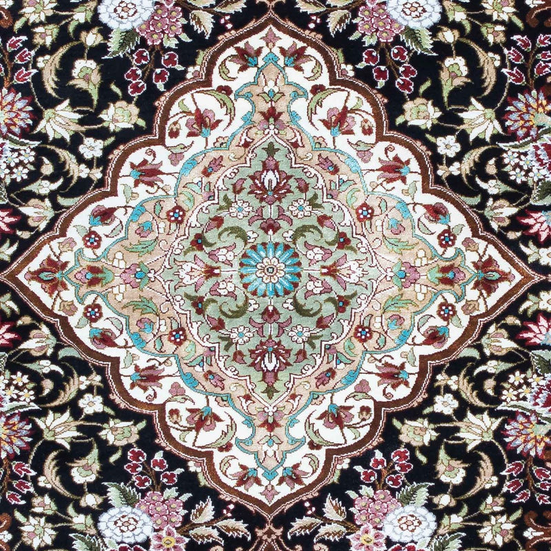 Tapis persan - Ghom - 114 x 80 cm - bleu foncé