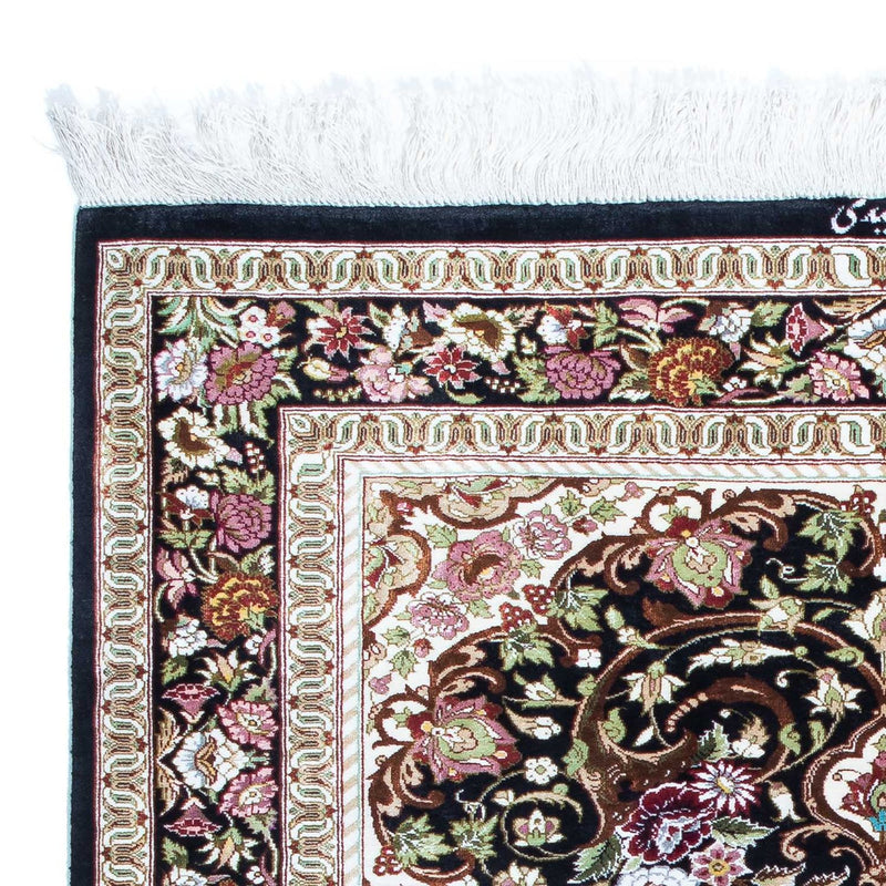 Tapis persan - Ghom - 114 x 80 cm - bleu foncé