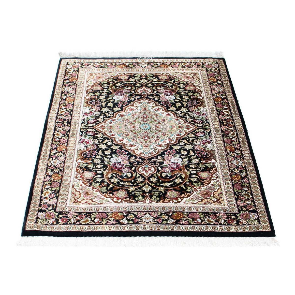 Tapis persan - Ghom - 114 x 80 cm - bleu foncé