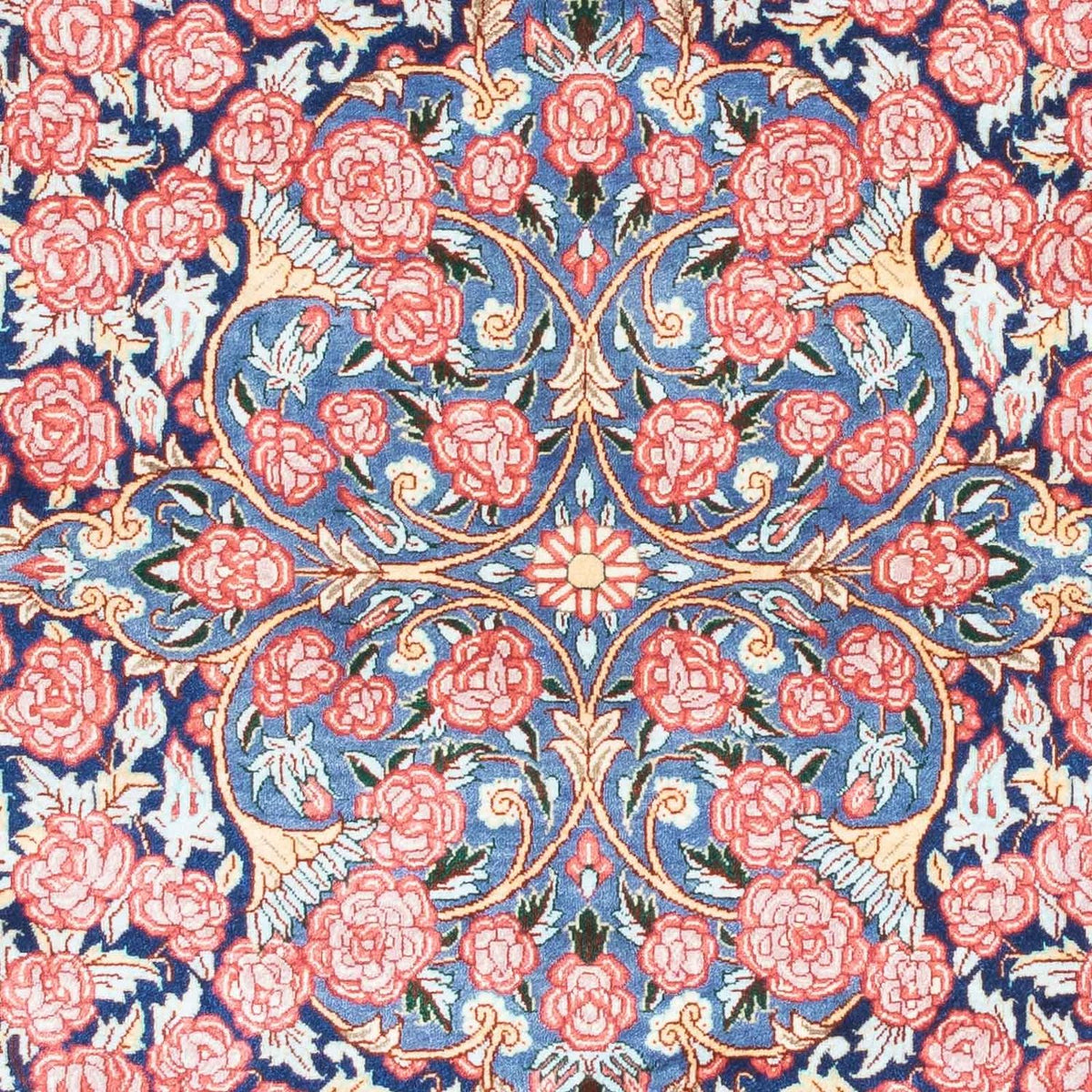 Tapis persan - Ghom - 119 x 77 cm - bleu foncé