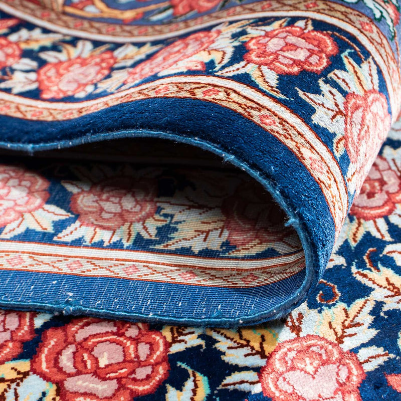 Tapis persan - Ghom - 119 x 77 cm - bleu foncé