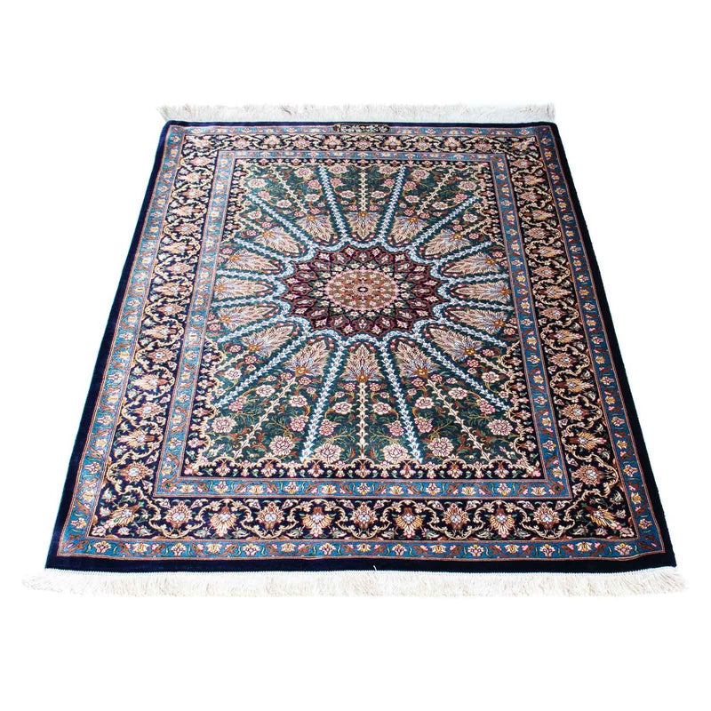 Tapis persan - Ghom - 121 x 81 cm - bleu foncé