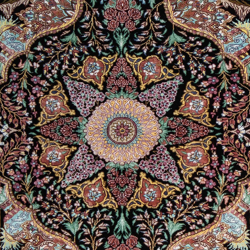 Tapis persan - Ghom - 85 x 61 cm - bleu foncé