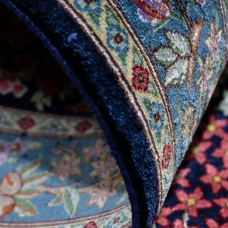 Tapis persan - Ghom - 96 x 57 cm - bleu foncé