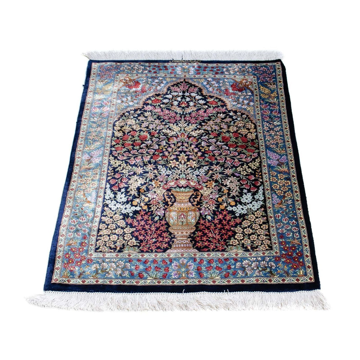 Tapis persan - Ghom - 96 x 57 cm - bleu foncé