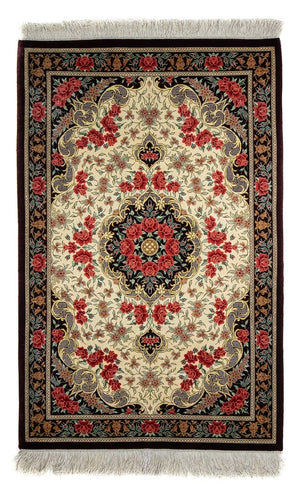 Tapis persan - Ghom - 93 x 60 cm - beige
