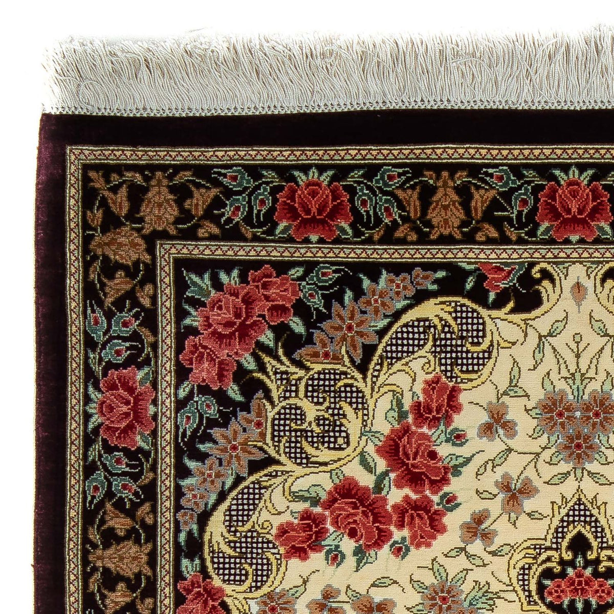 Tapis persan - Ghom - 93 x 60 cm - beige