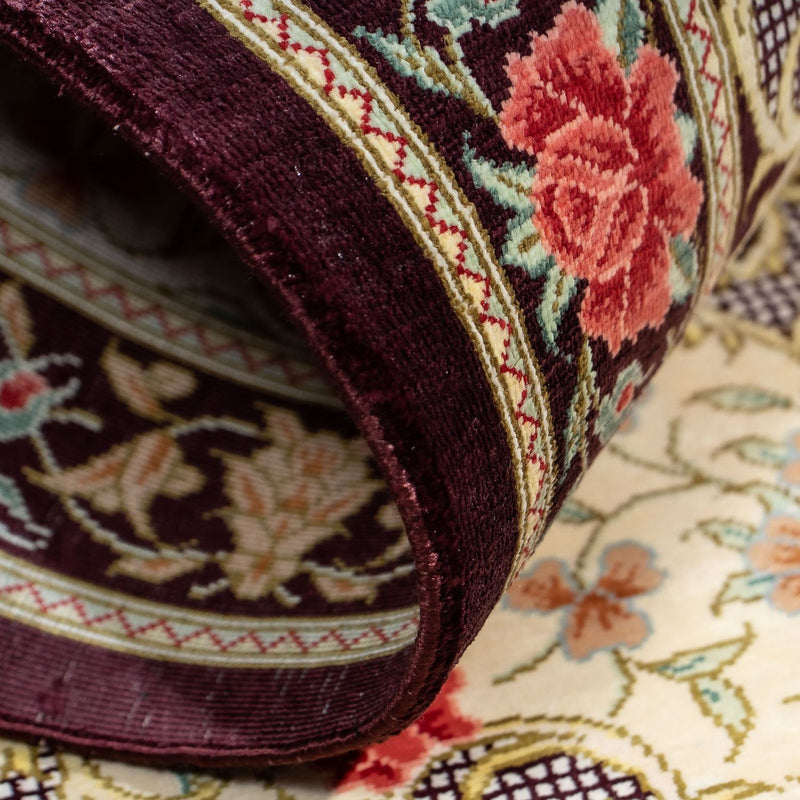 Tapis persan - Ghom - 93 x 60 cm - beige