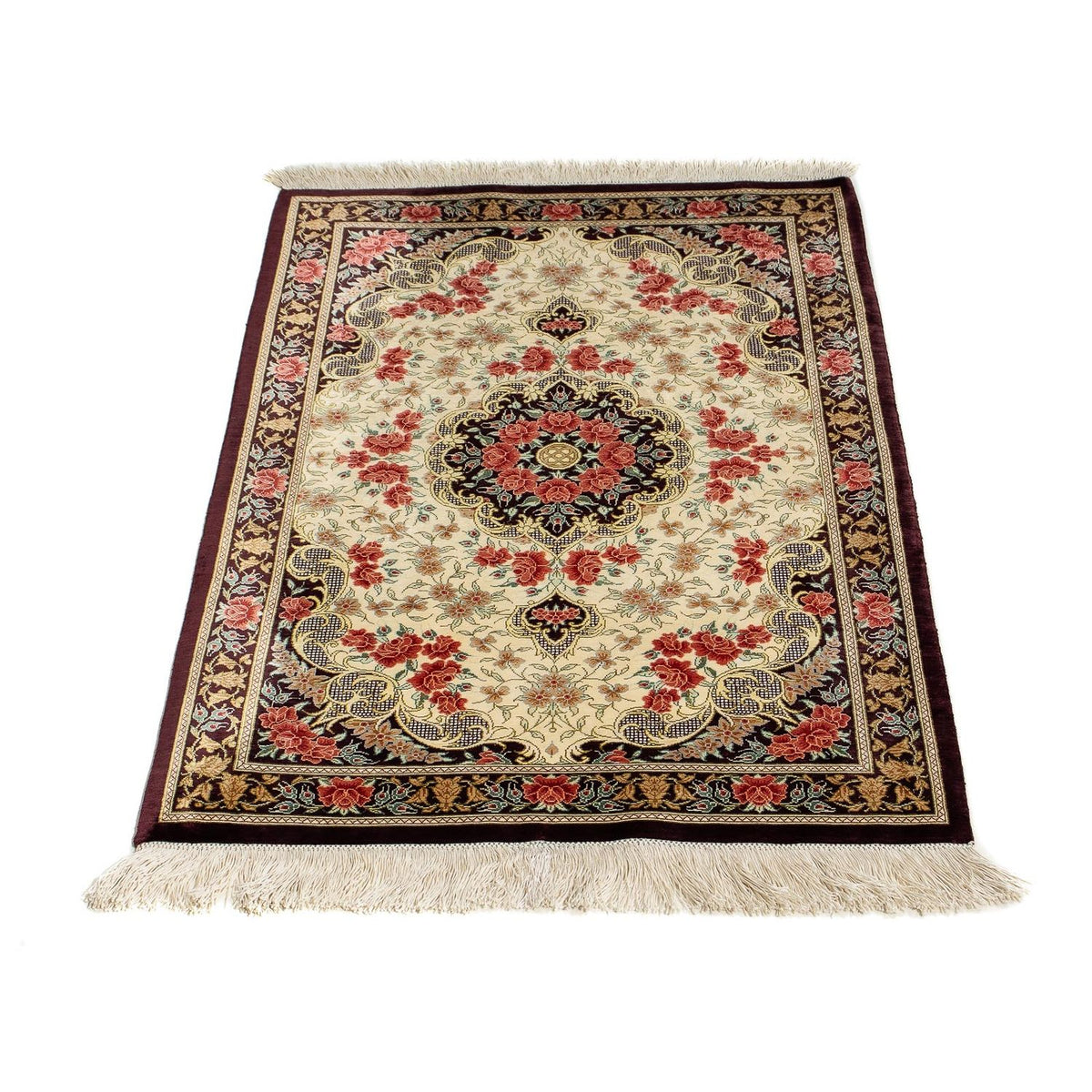 Tapis persan - Ghom - 93 x 60 cm - beige