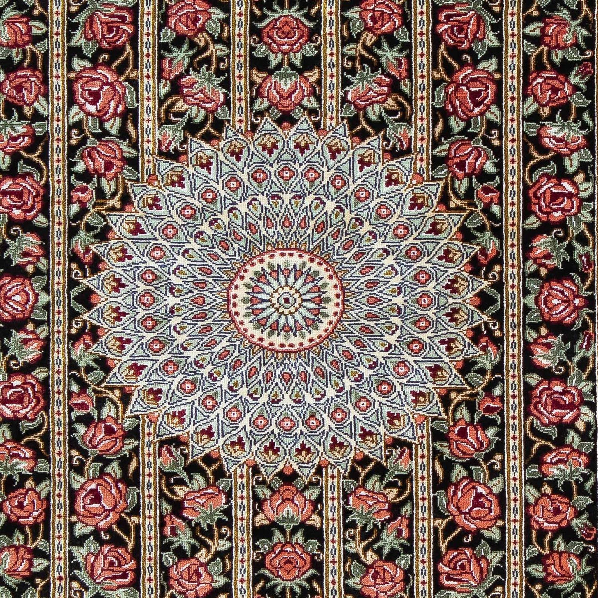 Tapis persan - Ghom - 78 x 57 cm - bleu foncé