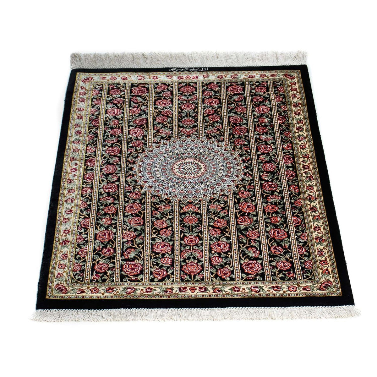 Tapis persan - Ghom - 78 x 57 cm - bleu foncé