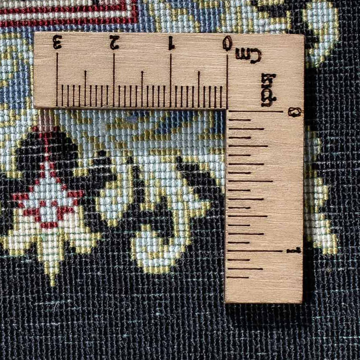 Tapis persan - Ghom - 94 x 58 cm - bleu foncé