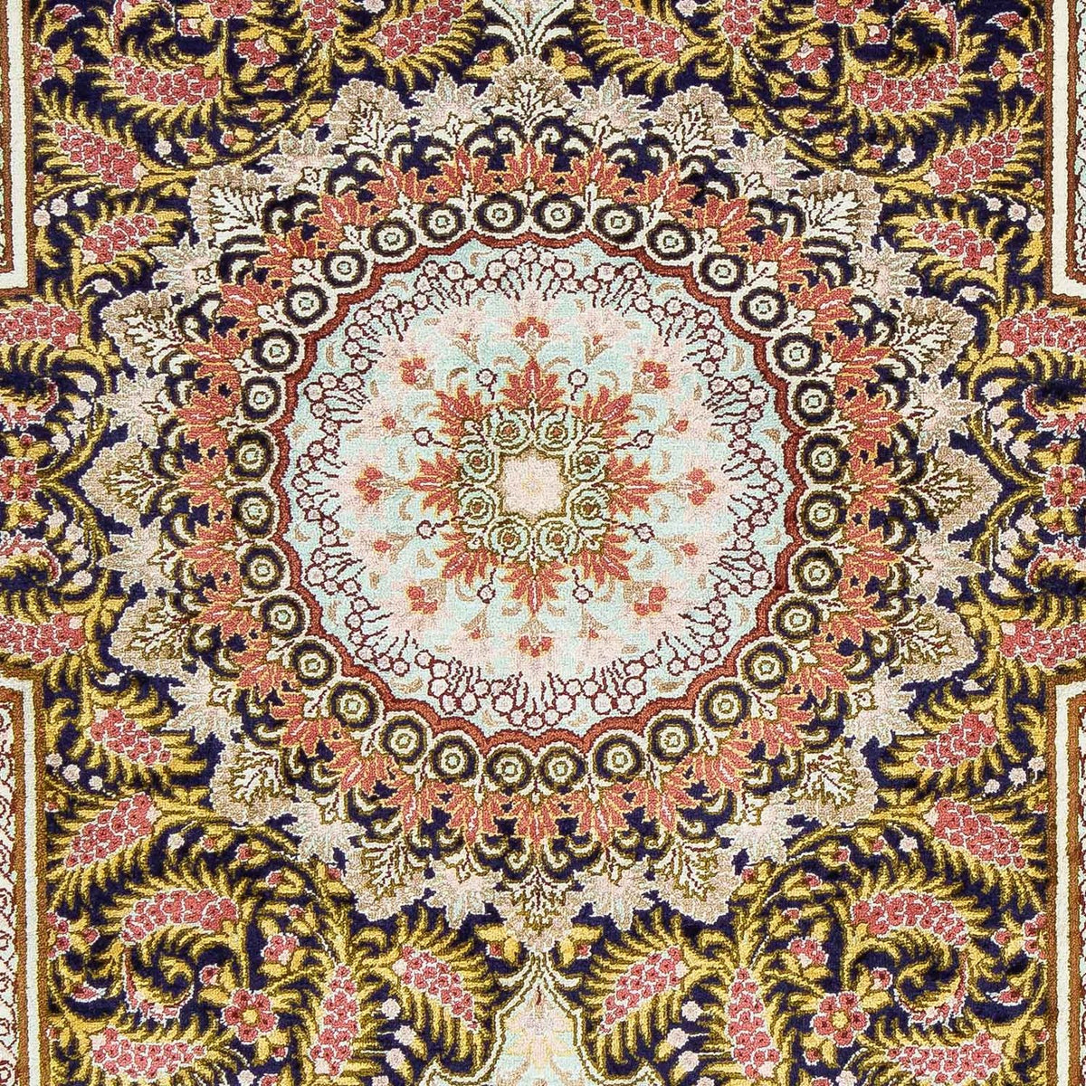 Tapis persan - Ghom - 93 x 59 cm - bleu foncé