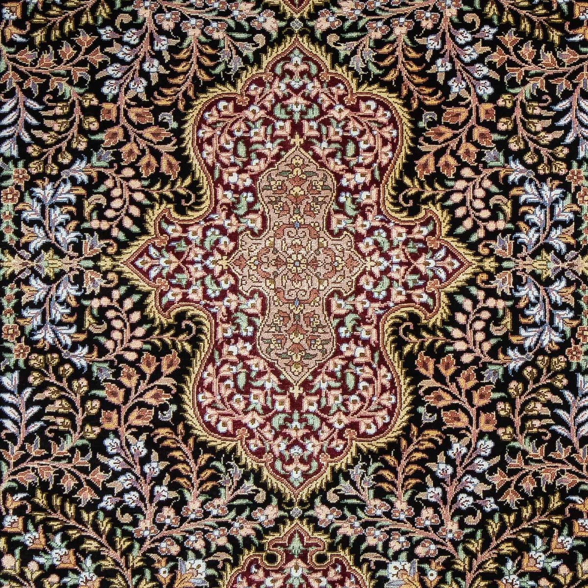 Tapis persan - Ghom - 86 x 60 cm - bleu foncé