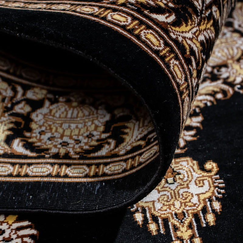 Tapis persan - Ghom - 90 x 60 cm - bleu foncé