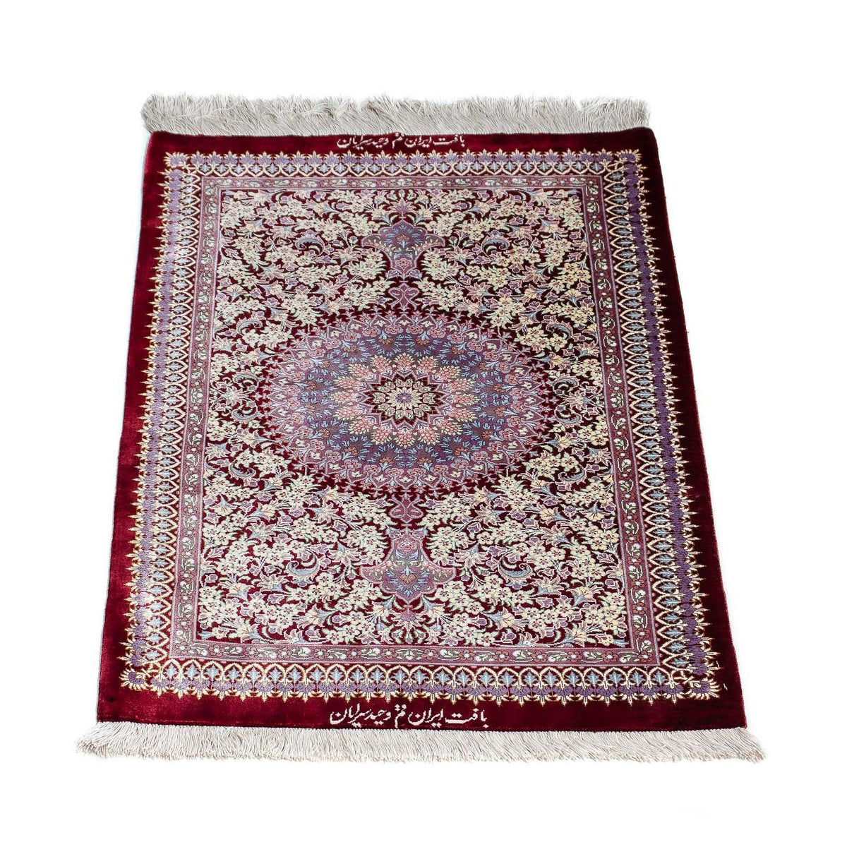 Tapis persan - Ghom - 101 x 59 cm - rouge foncé