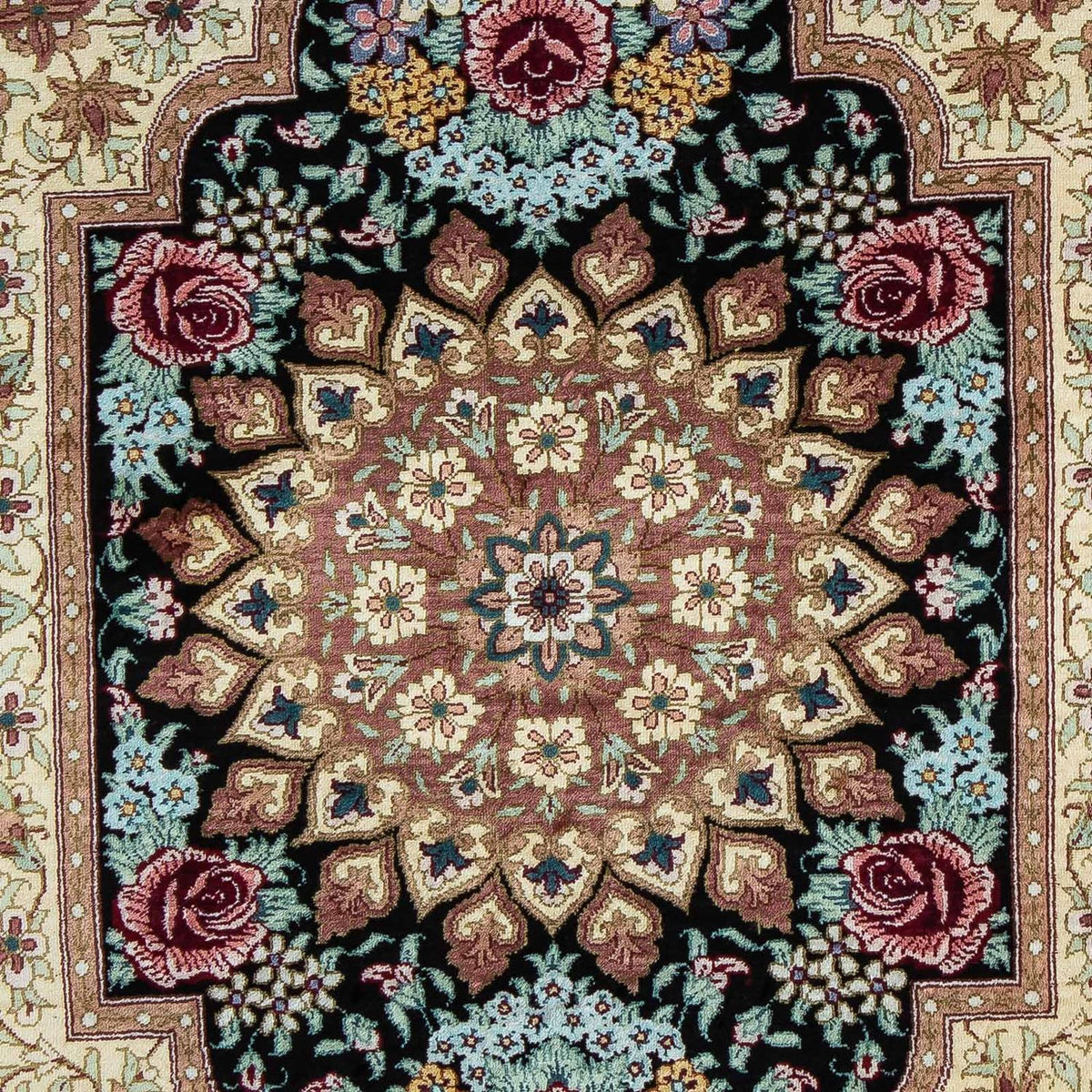 Tapis persan - Ghom - 89 x 59 cm - bleu foncé