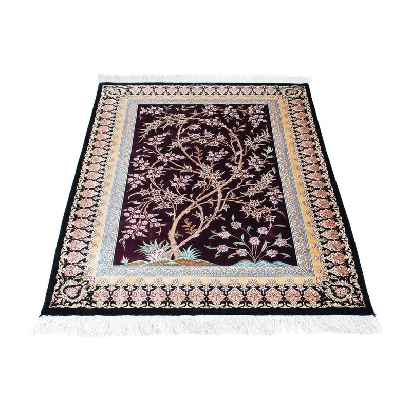 Tapis persan - Ghom - 123 x 79 cm - rouge foncé