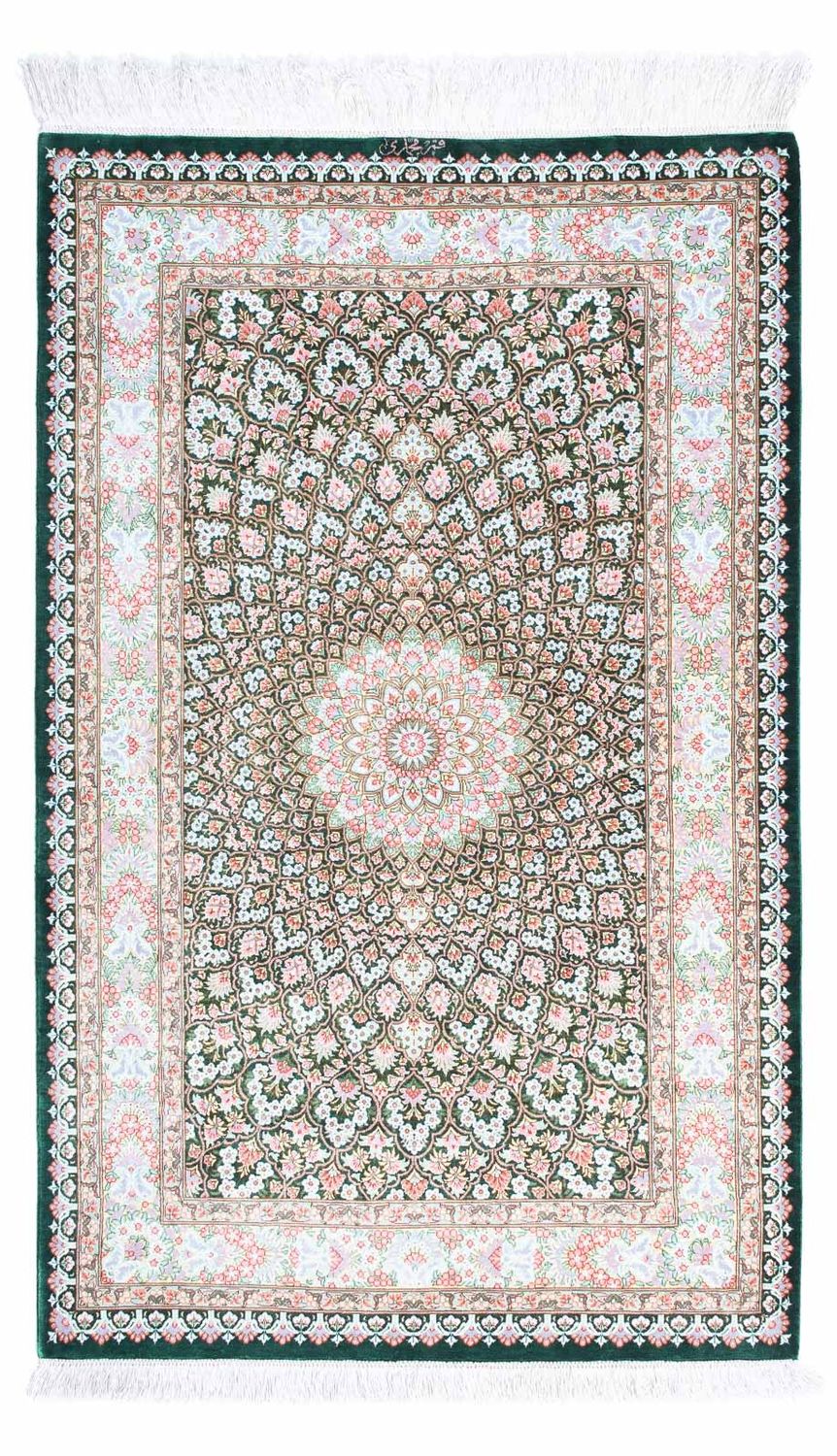 Tapis persan - Ghom - 128 x 83 cm - vert