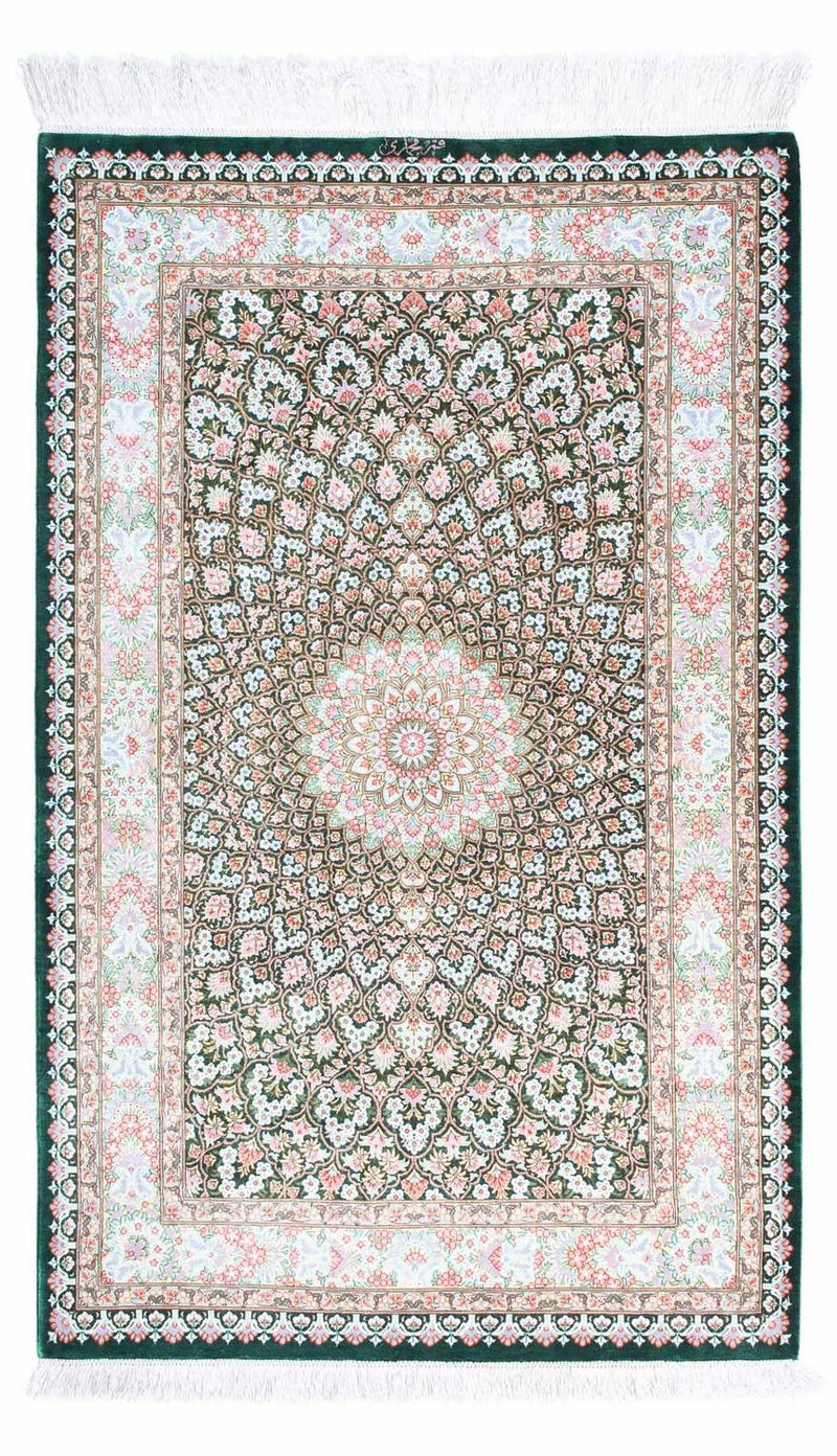 Tapis persan - Ghom - 128 x 83 cm - vert