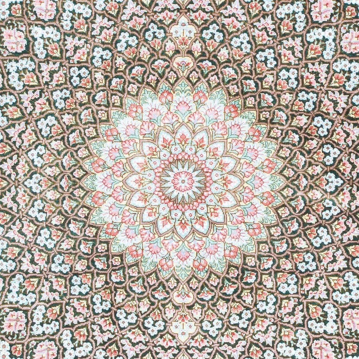 Tapis persan - Ghom - 128 x 83 cm - vert