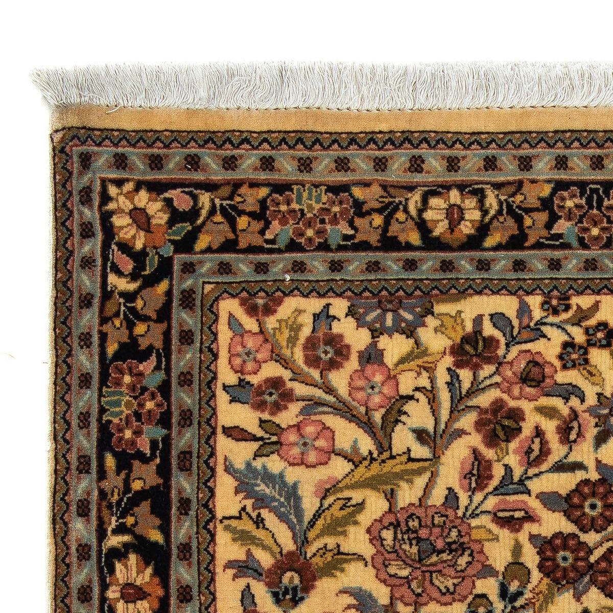 Tapis persan - Ghom - 113 x 68 cm - jaune moutarde