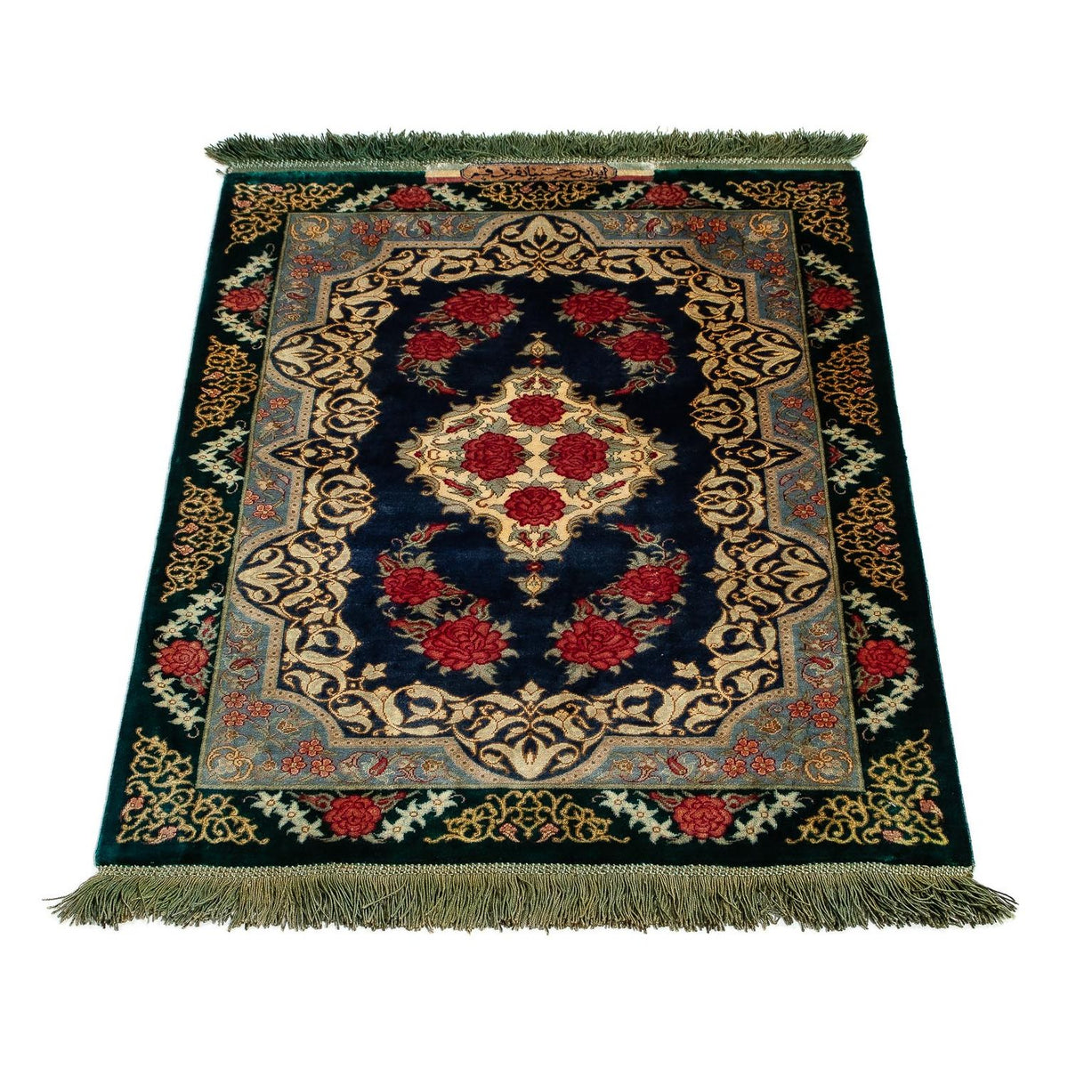 Tapis persan - Ghom - 77 x 58 cm - bleu foncé