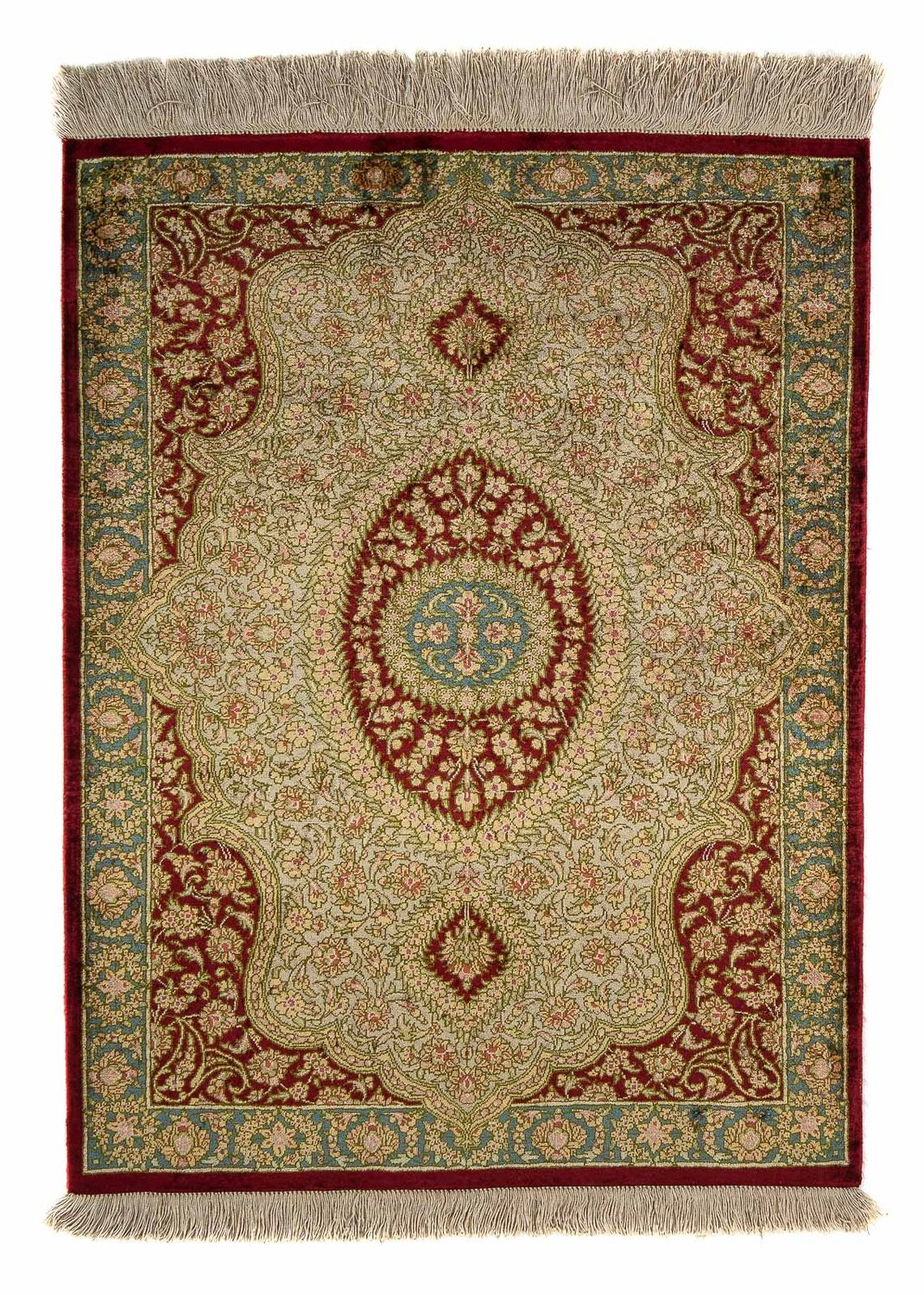 Tapis persan - Ghom - 78 x 58 cm - rouge foncé