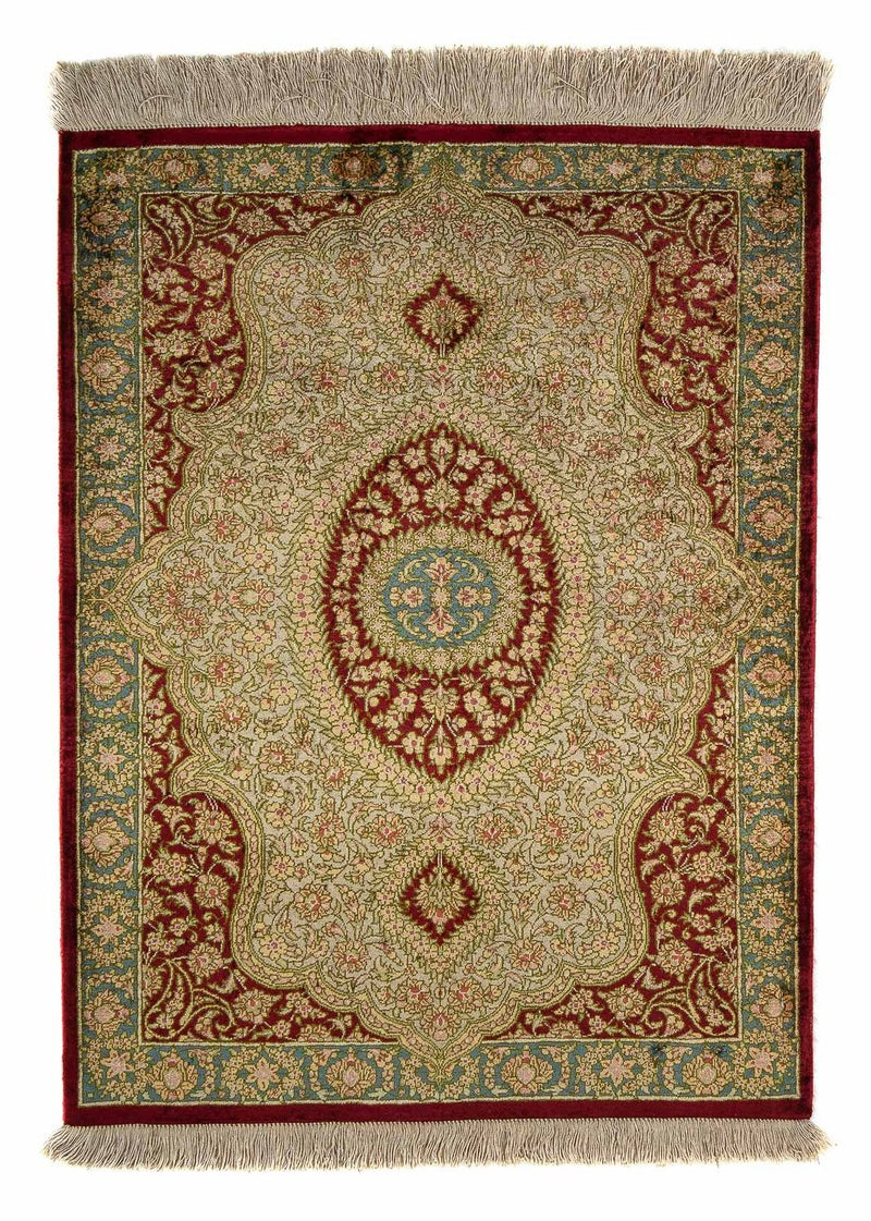 Tapis persan - Ghom - 78 x 58 cm - rouge foncé