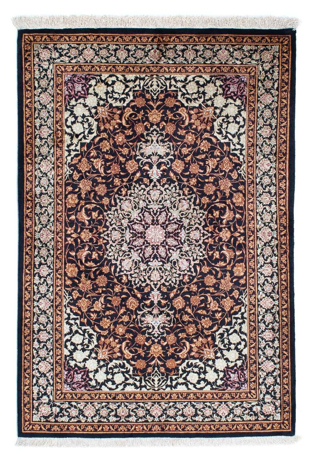 Tapis persan - Ghom - 149 x 100 cm - bleu foncé