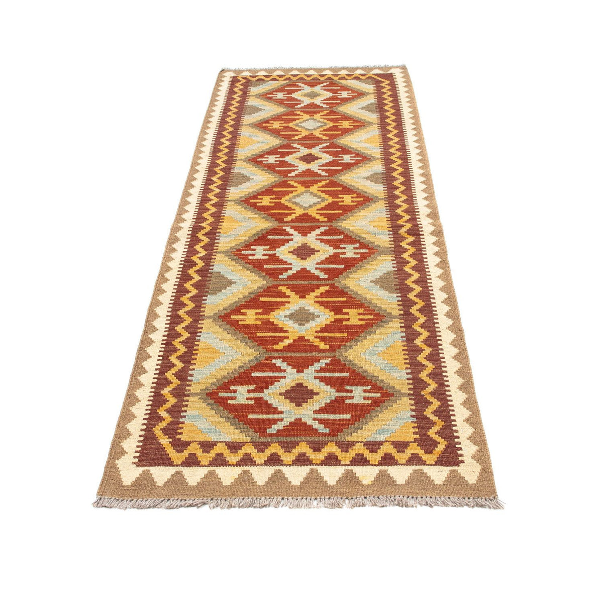 Tapis de couloir Tapis Kelim - Oriental - 210 x 72 cm - marron clair