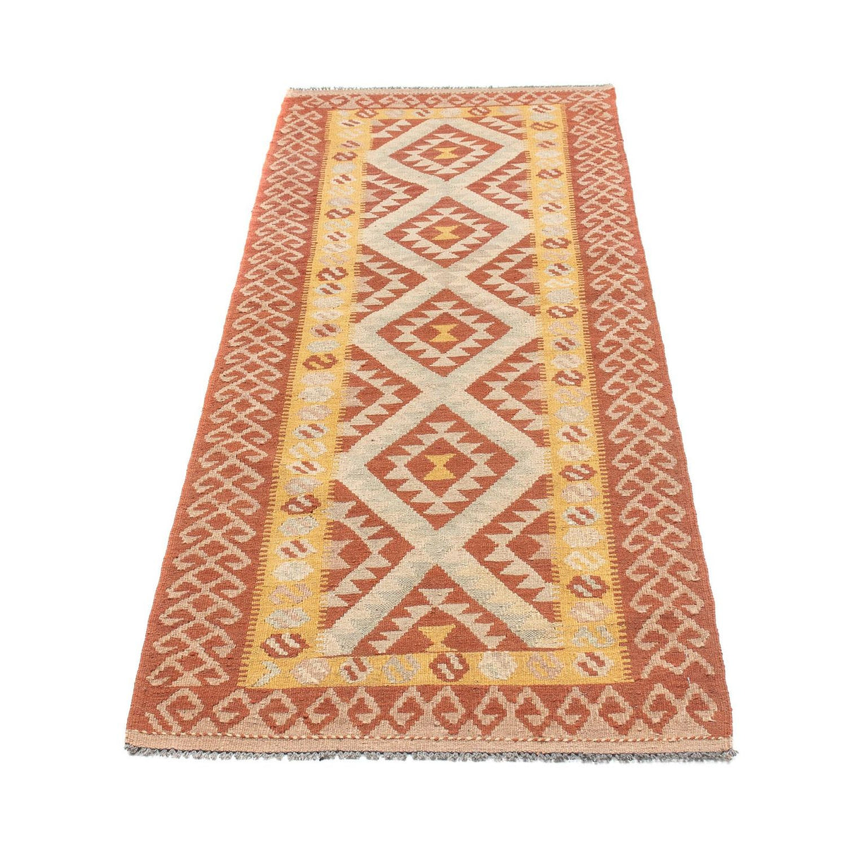 Tapis de couloir Tapis Kelim - Splash - 203 x 69 cm - rouille