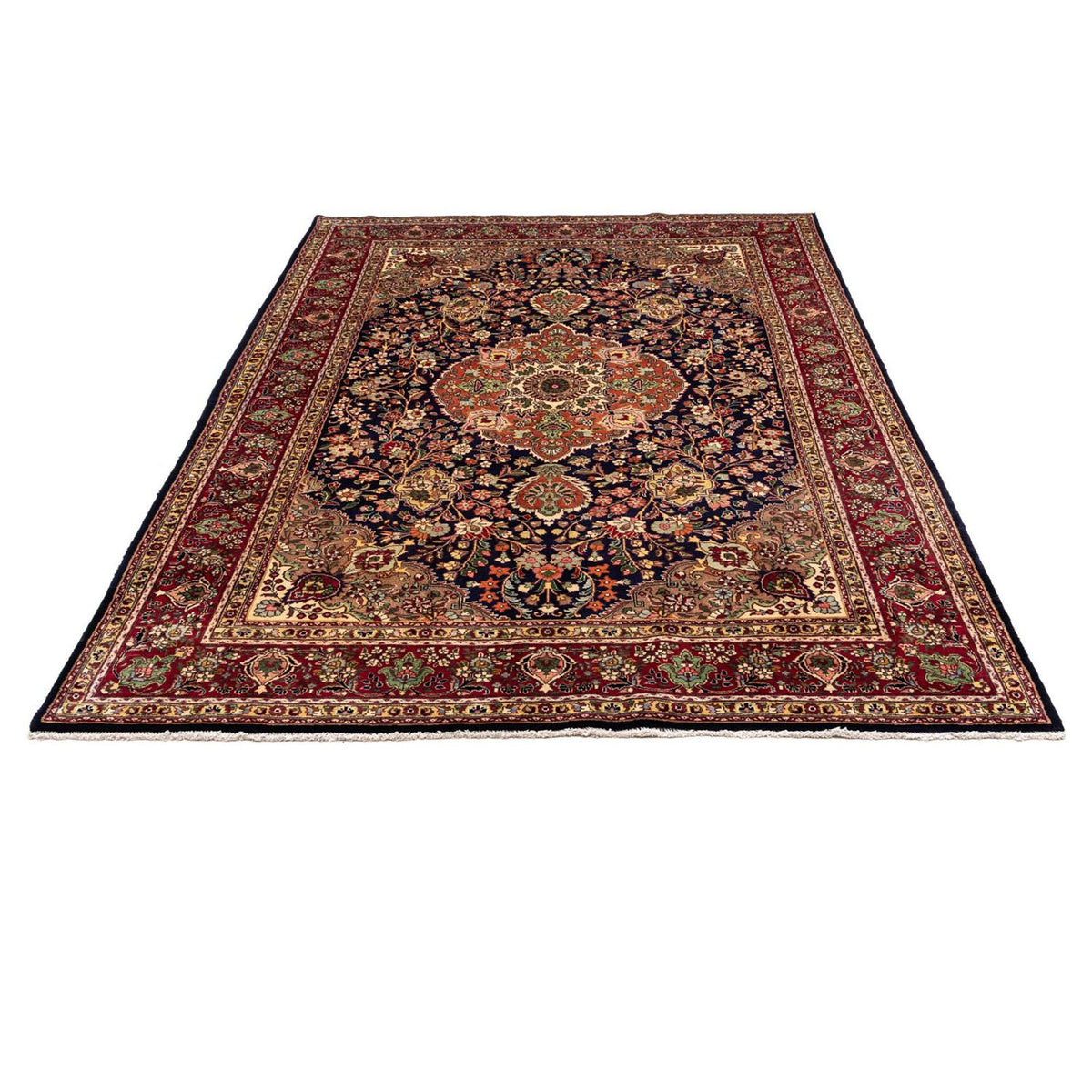 Tapis persan - Tabriz - 307 x 200 cm - bleu foncé