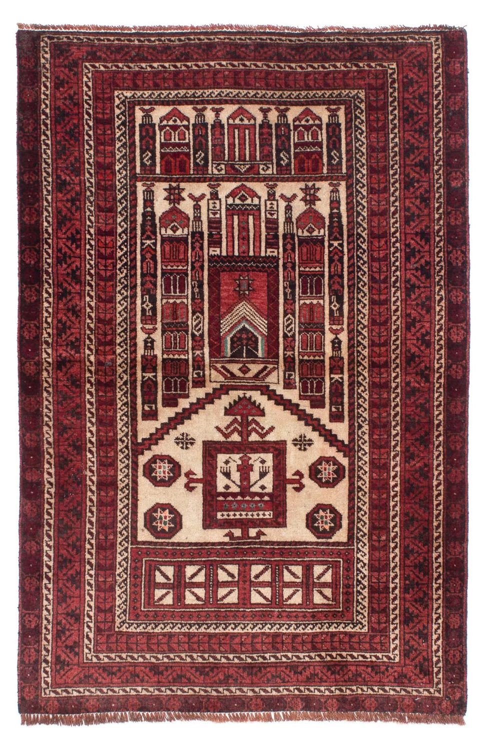 Tapis Belutsch - 138 x 89 cm - rouge foncé
