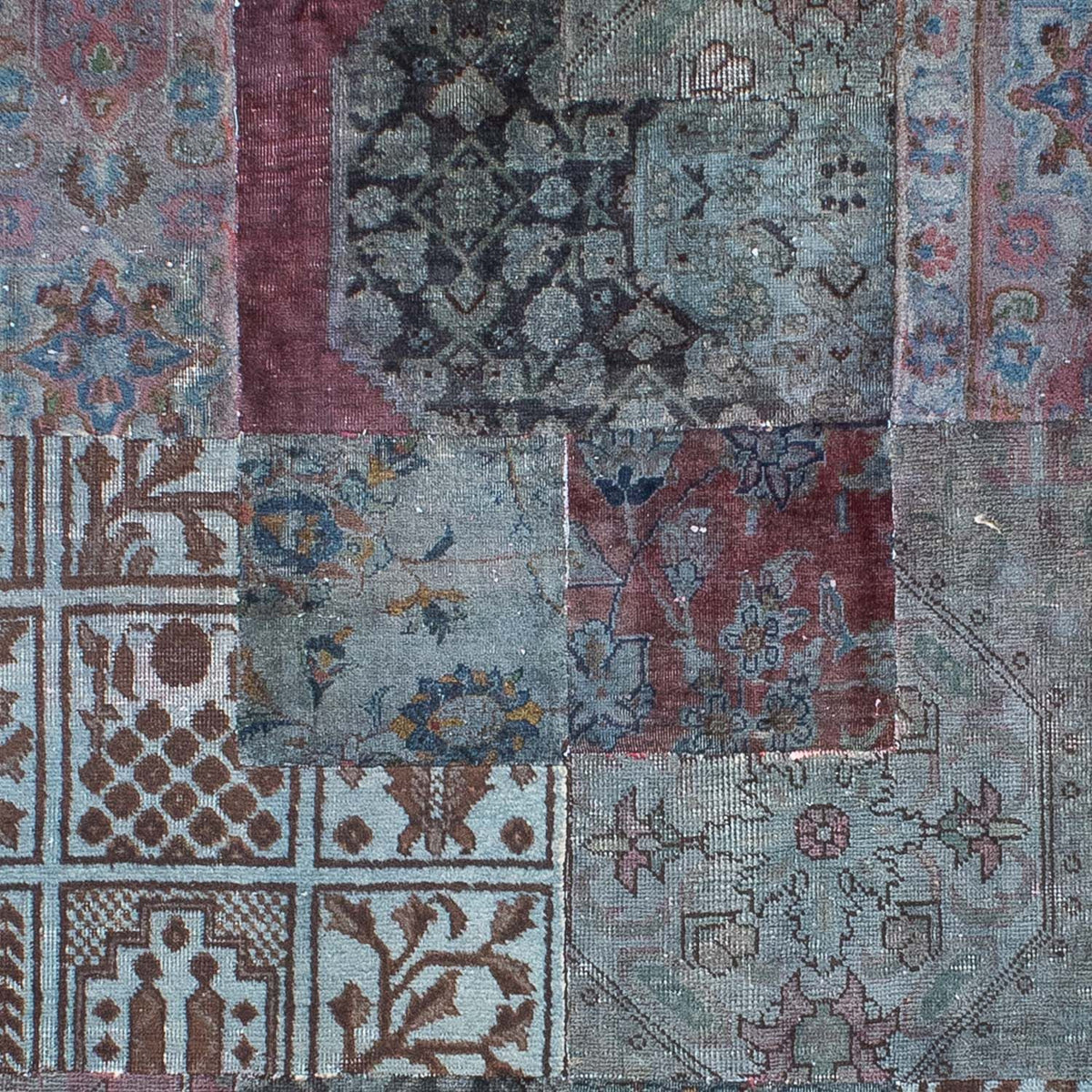 Tapis patchwork - 291 x 194 cm - bleu
