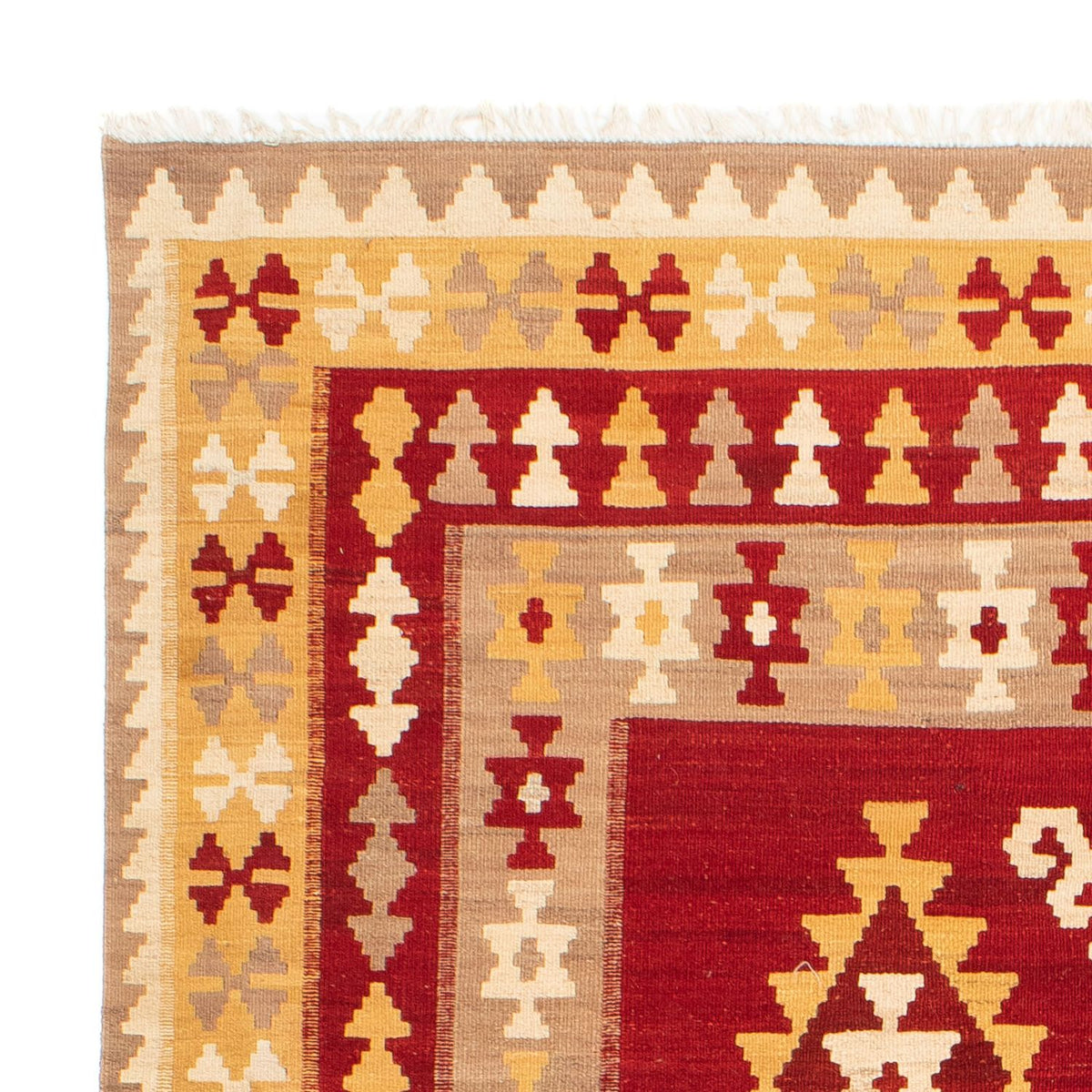 Tapis Kelim - Oriental - 252 x 178 cm - rouge foncé