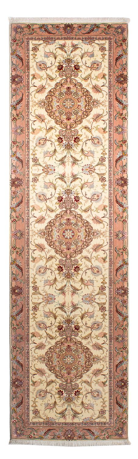 Tapis de couloir Tapis persan - Tabriz - Royal - 310 x 88 cm - beige