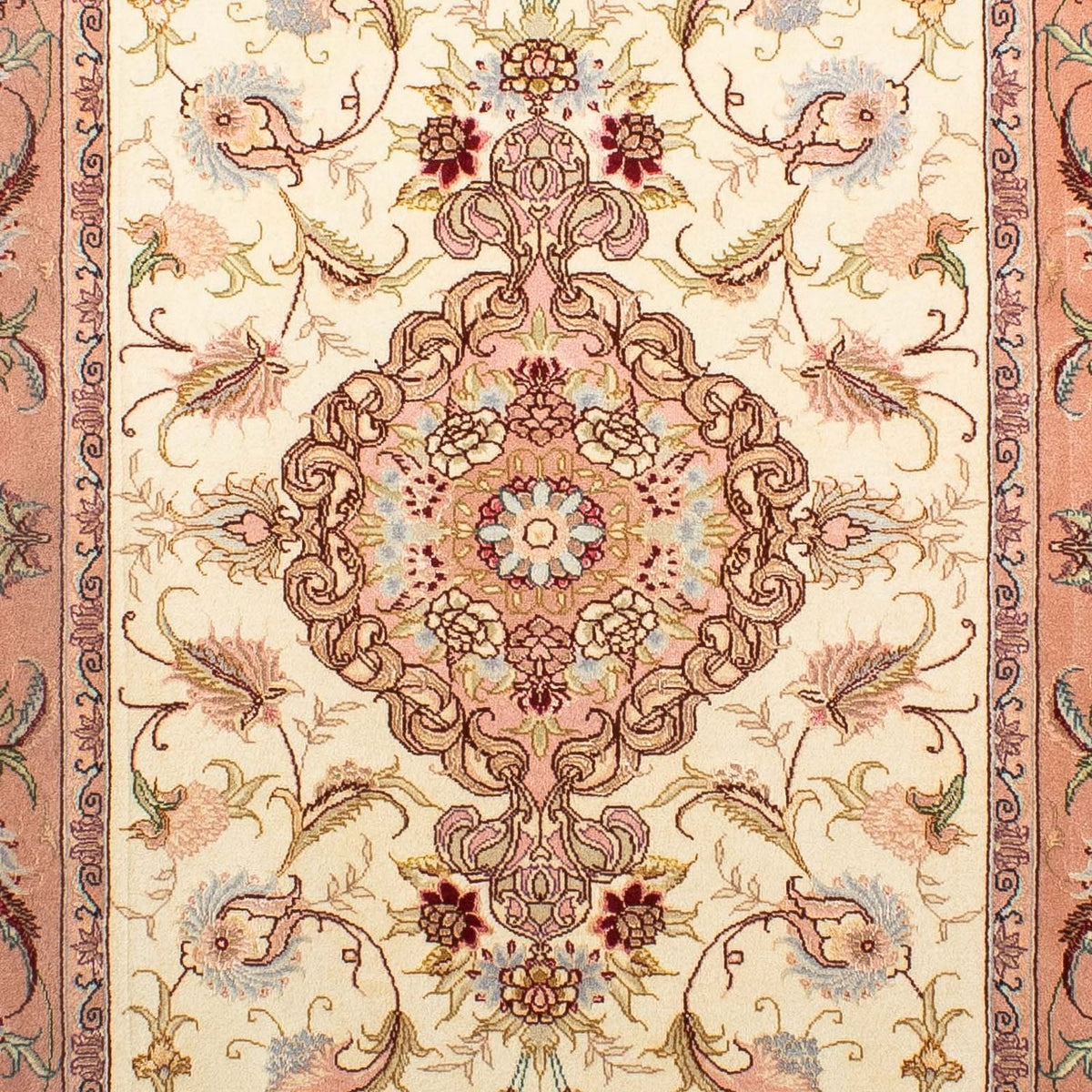 Tapis de couloir Tapis persan - Tabriz - Royal - 310 x 88 cm - beige