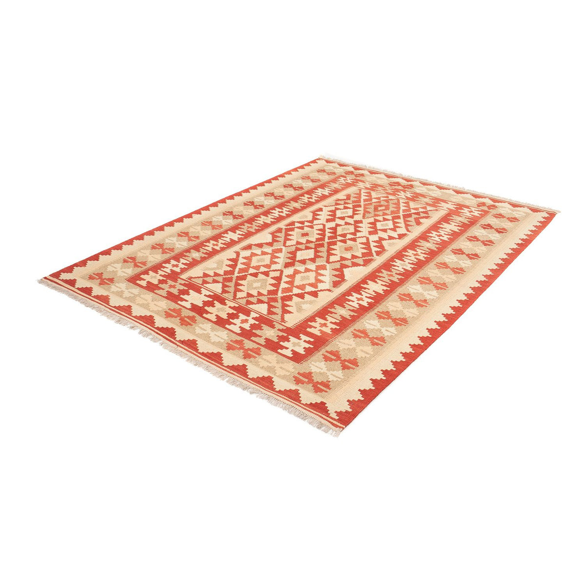 Tapis Kelim - Oriental - 198 x 146 cm - rouge foncé
