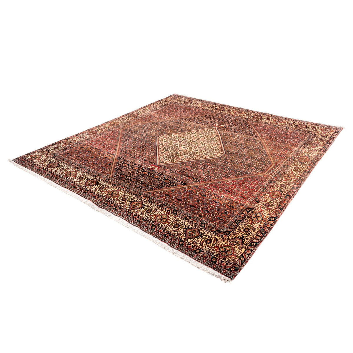 Tapis persan - Bidjar carré - 208 x 198 cm - rouge