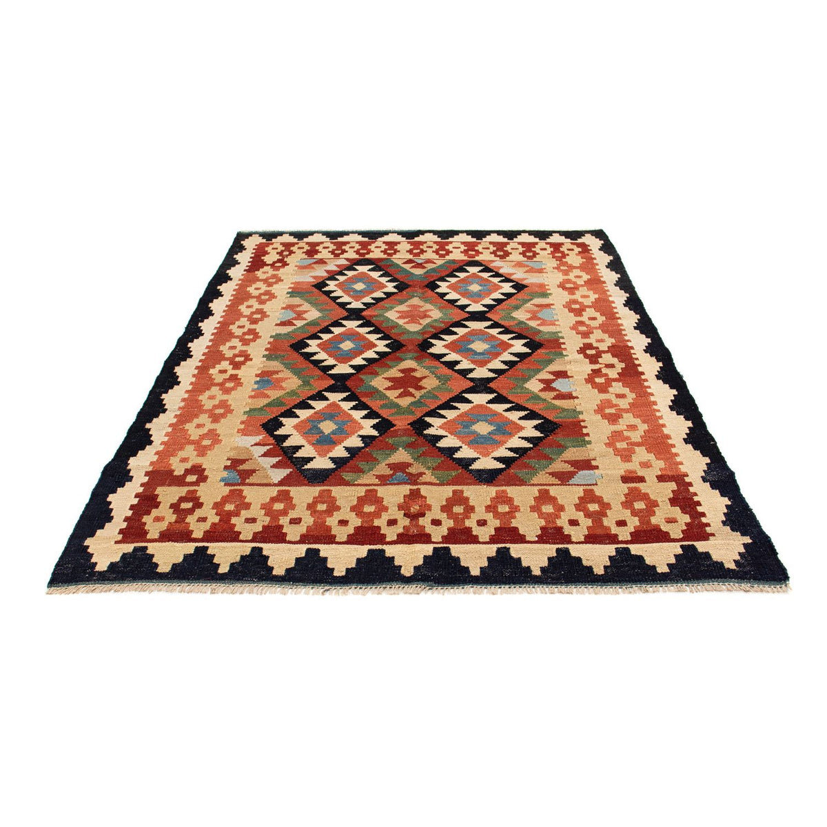 Tapis Kelim - Splash - 202 x 155 cm - multicolore