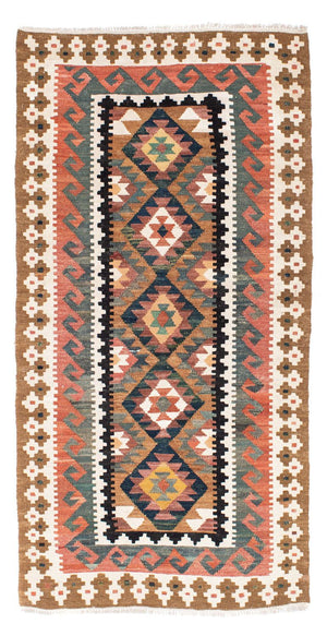 Tapis de couloir Tapis Kelim - Oriental - 200 x 101 cm - marron clair