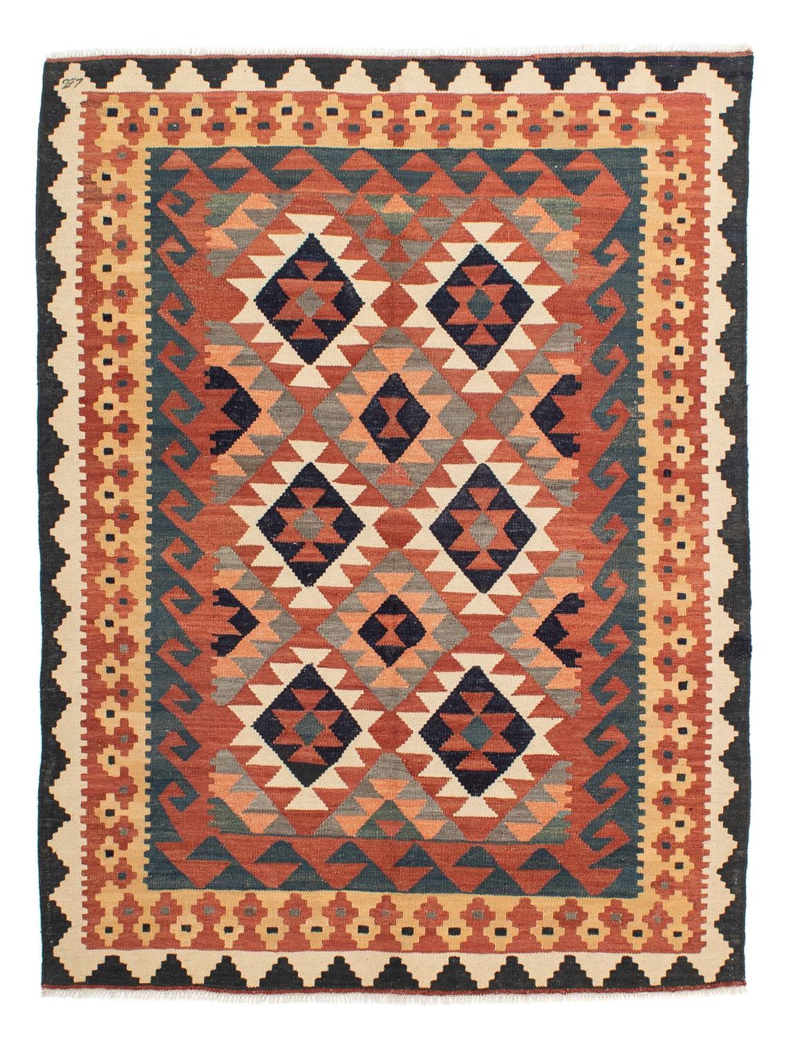 Tapis Kelim - Splash - 205 x 158 cm - multicolore