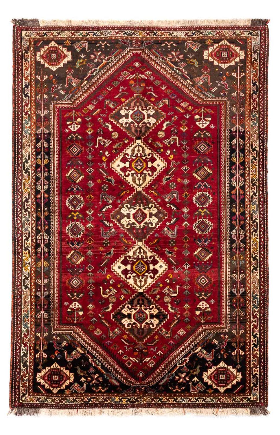Tapis persan - Nomadic - 270 x 175 cm - rouge foncé