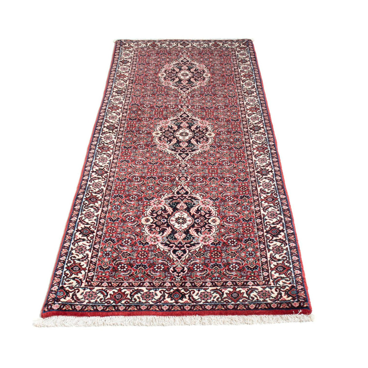 Tapis de couloir Tapis persan - Bidjar - 211 x 72 cm - rouge clair