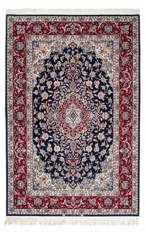 Tapis persan - Isfahan - Premium - 200 x 130 cm - bleu foncé